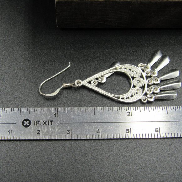 Sterling Silver Stylish Design Tassel Earrings - Picture 4 of 5